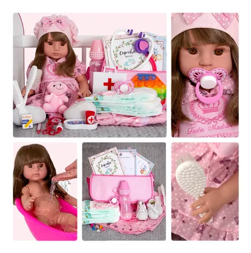 Bebe Menina Reborn Realista Princesa 100% Silicone + Itens