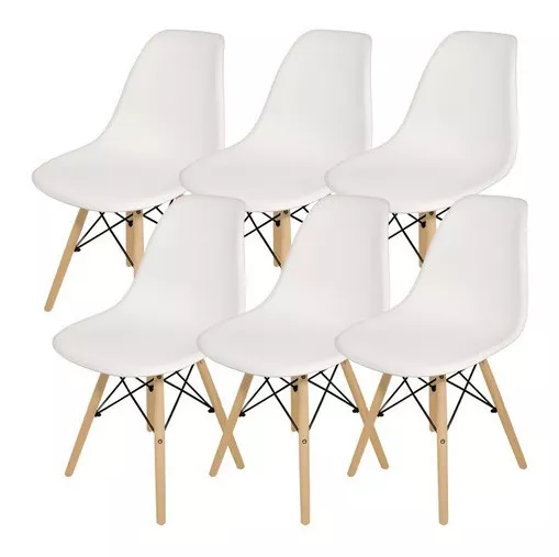 Sillas X 6 Comedor Plastico Patas De Madera Diseño Eames Dsw