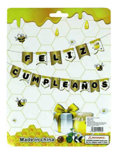 Banderines Feliz Cumpleaños 11.5cm Por 16cm C/ Letra Abeja