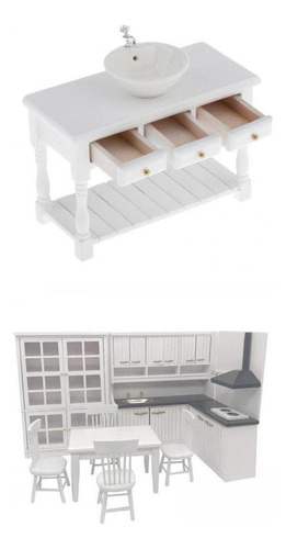 . Fregadero De Baño Moderno 1/12 Con Muebles De Cocina,