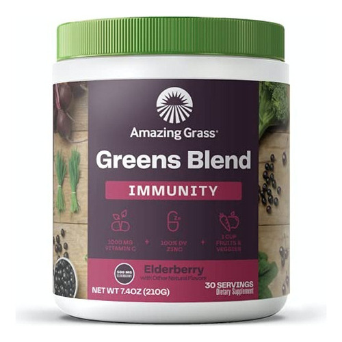 Amazing Grass Suplemento Alimentos Verdes Baya De Sauco 210g Sabor Bayas