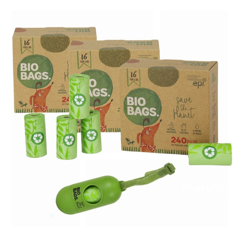 Bolsas Para Perro Biodegradables (48 Rollos + Dispensador)