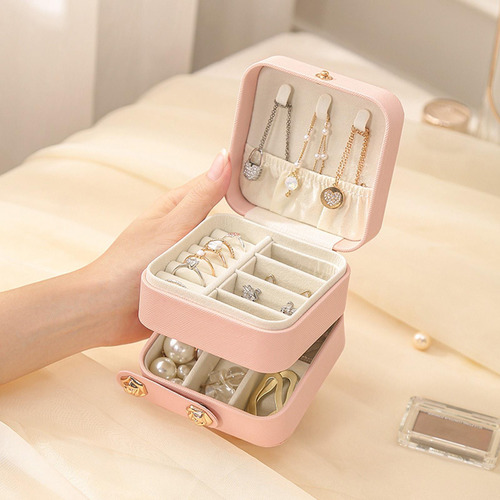Joyero De Viaje Caja De Exhibición Desmontable De Cuero Pu