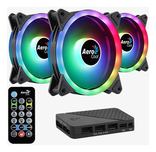 Kit 3x Ventiladores Argb Aerocool Duo 12 Pro Hub Control