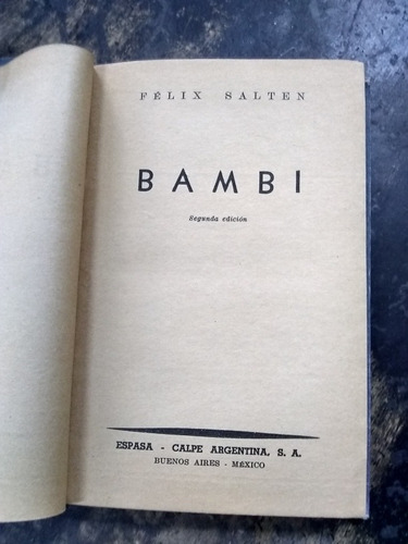 Bambi . Félix Salten (1944/160 Pág.). (Usado)