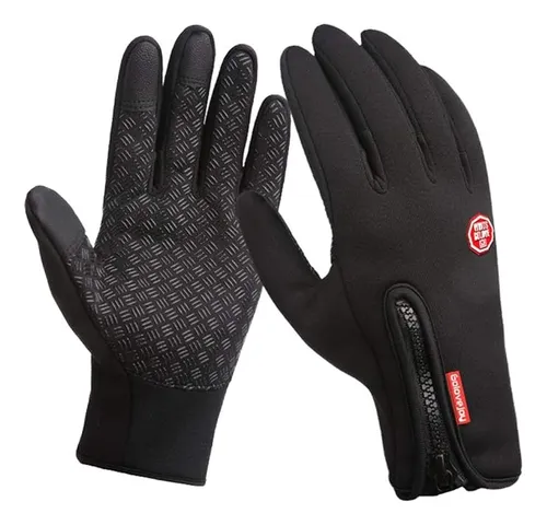 Guantes Impermeables Touch Neopreno Ideal Bici Moto Frio Color Negro Talle L