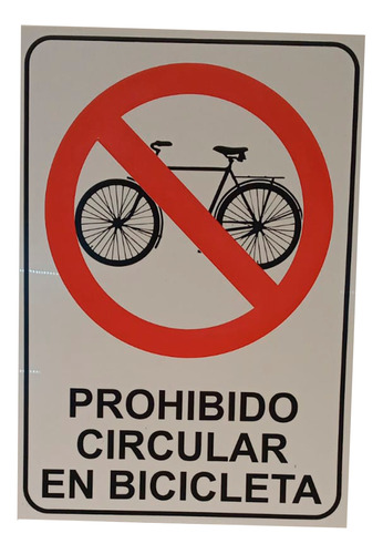 Cartel Prohibido Circular Bicicleta Plastico  Pvc 29x21