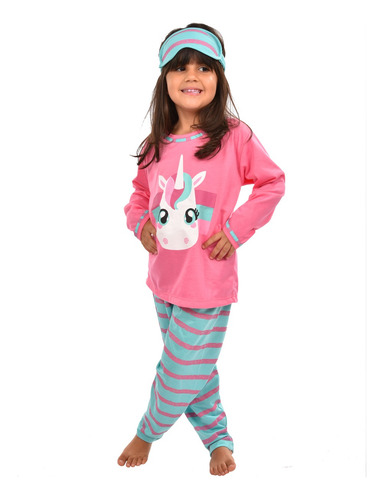 Imagem 1 de 2 de Pijama Longo Inverno Bichos Criança Com Máscara De Dormir