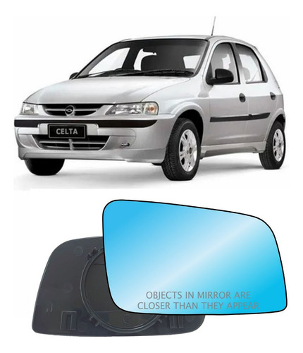 Lente Azul Espelho Retrovisor C/ Base Celta 01 Lado Direito