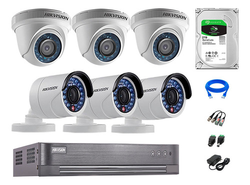 Cámaras Seguridad Kit 6 Hd 720p + Disco 2tb Vigilancia Hdmi