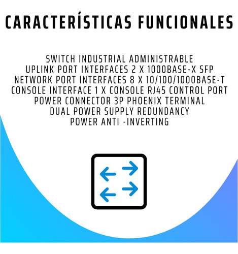 Switch Industrial 8p Ethernet Y 2p Fibra C/gestion