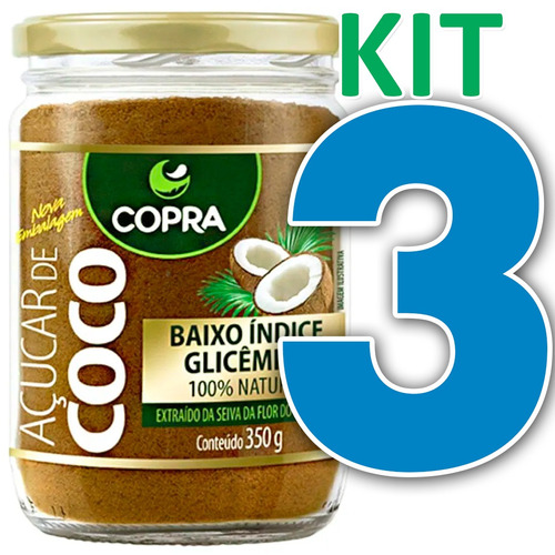 Kit 3 Açúcar De Coco Copra 350g 100% Puro Natura