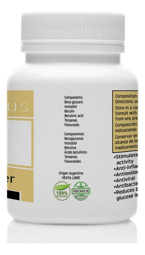 Hongo Chaga (inonotus Obliquus) 120 Cápsulas De 500mg