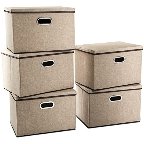 Extra Large Collapsible Storage Bins With Lids [5-pack]...