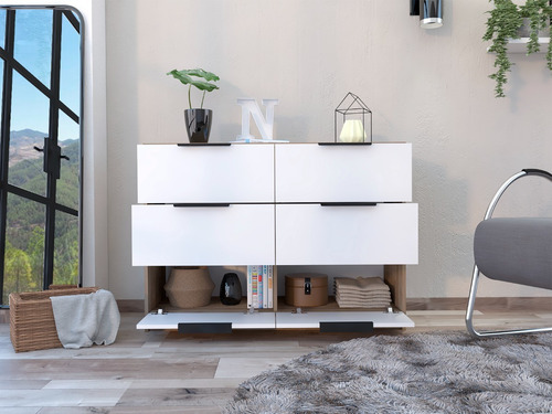 Cómoda Organizador Wesley, Miel Y Blanco. Color Marrón claro