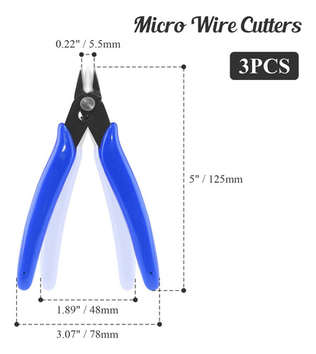 Corte De Alambre Micro Bivethoi De 3 Piezas