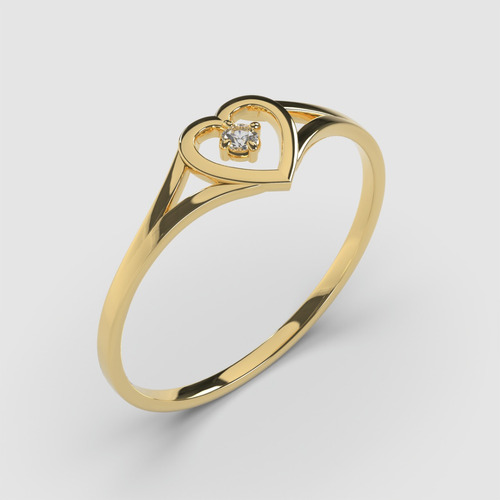 Anillo Solitario Corazón Oro Amarillo 18k