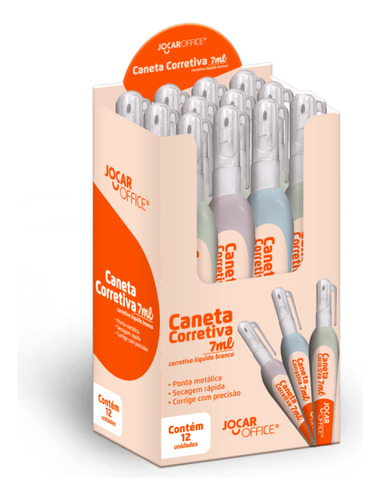 Caixa Com 12 Uni Caneta Corretiva 7ml Embalagem Colorida