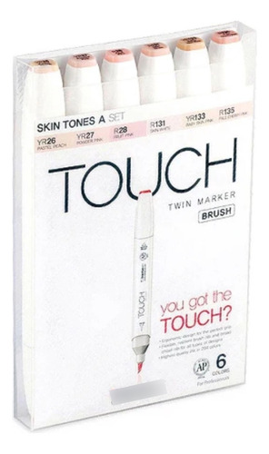 Set De Marcadores Touch Twin Brush 6 Colores Tonos Piel