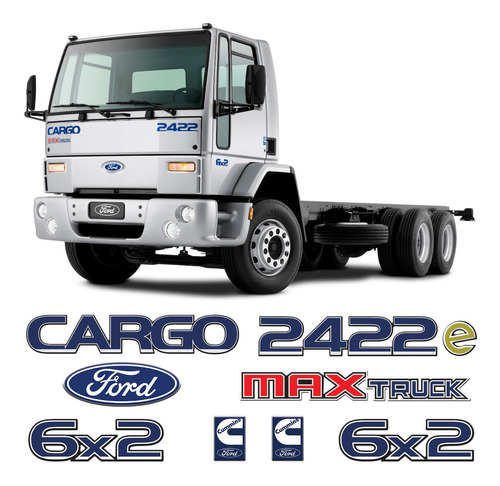 Kit Adesivos Emblemas Ford Cargo 2422e 6x2 Maxtruck Cummins