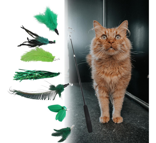Juego Interactivo De Juguetes De Plumas Para Gatos, Caña De
