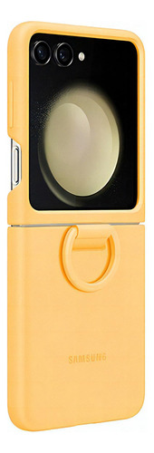 Funda De Silicona Samsung Con Anillo Para El Galaxy Z Flip5 Color Naranja Liso