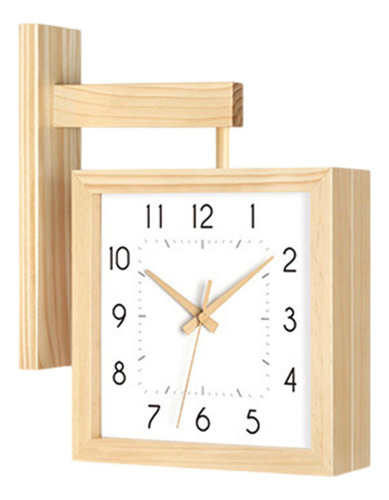 Reloj De Pared De Doble Cara Diseño Color De Madera Y