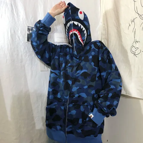 Chaqueta Unisex Con Capucha Holgada En Forma De Tiburón Para