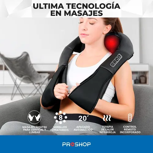 Masajeador De Cuello Hombros Shiatsu Adaptador Auto Espalda Color Negro