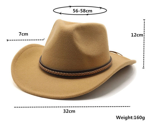 Sombrero Vaquero Occidental De Color Liso De Moda Simple