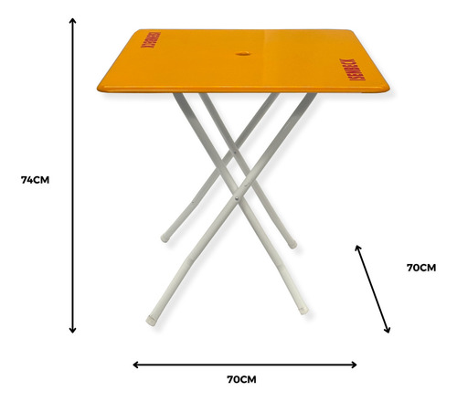 Mesa Cuadrada Fibra De Vidrio Plegable Bar 70x70cm Isenbeck Amarillo