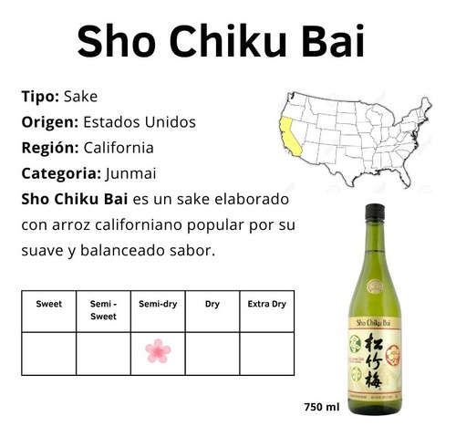 Imagen 4 de 4 de Sake Sho Chiku Bai (vino De Arroz) 4 Botellas 750ml