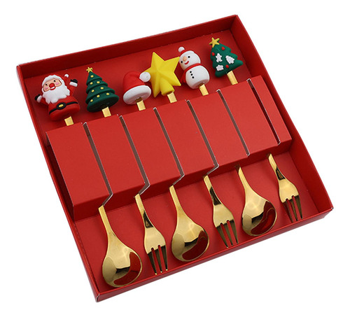Juego De 6 Tenedores De Cucharas Navideñas, Estilo B