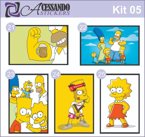 Adesivo Skin Capa Caderno Escolar Simpsons 05  Kit C/5 Un.