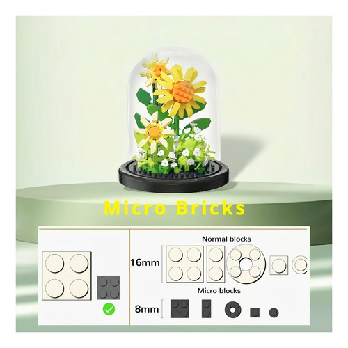 Wulobooi Sunflower Flowers Micro Bricks Building Set Com De