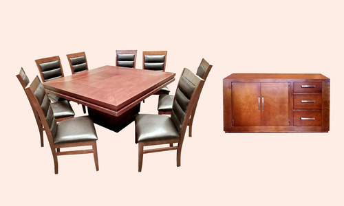 Antecomedor Belluno Tabaco Këssa Cdmx Color Nogal Diseño de la tela de las sillas Liso