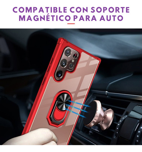Funda Para Galaxy A72 Con Mica Varios Modelos Antigolpes Negro-plata Clear Ring