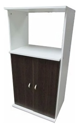 Mueble Organizador Porta Microondas Platinum Blanco/tabaco Color Marrón Oscuro