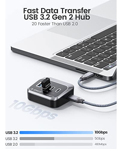 Hub Usb Orico De 10 Gbps Con 2 Puertos Usb A Y 2 Puertos Usb