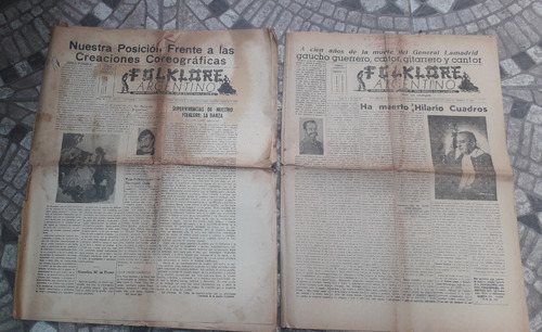 Lote X 2 Diario Revista * Folklore Argentino * Raro Año 1956