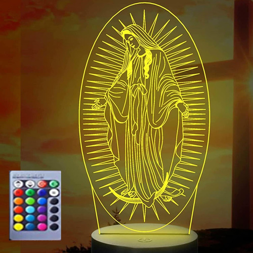 Luz Nocturna 3d De La Virgen María Para Decoración De Mesa,