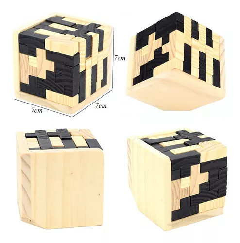 Cubo Madeira Encaixe Quebra Cabeça Puzzle Tetris Wood Rubiks