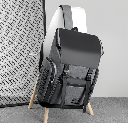 Mochila Antirrobo Impermeable A Portátil Mochila De Viaje Gris Liso