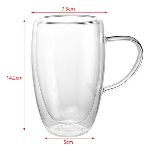Cf 4 Taza De Café De Cristal De Doble Pared Moderna Con Asa