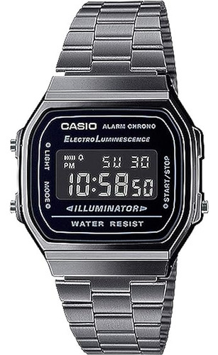 Reloj Casio Vintage Digital Gris A168wgg1bvt Unisex Color Del Fondo Negro Color De La Correa Gris Color Del Bisel Gris