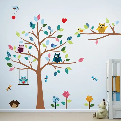 Calcomanías Pegatinas Cuarto Para Pared Con Búhos Y Árboles