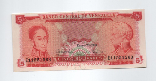 Venezuela Cinco Bolivares 1974