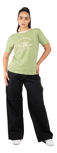 Remera Converse Patch Retro Mujer Moda Verde