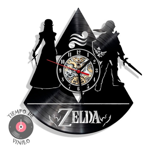 Reloj De Pared Elaborado En Disco Lp Ref. Zelda - Link