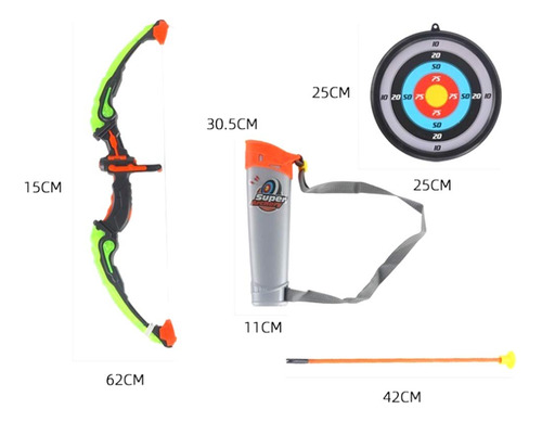 Set De Juguetes Arco Y Flecha 32 Para Niños Con Flechas De S Plateado